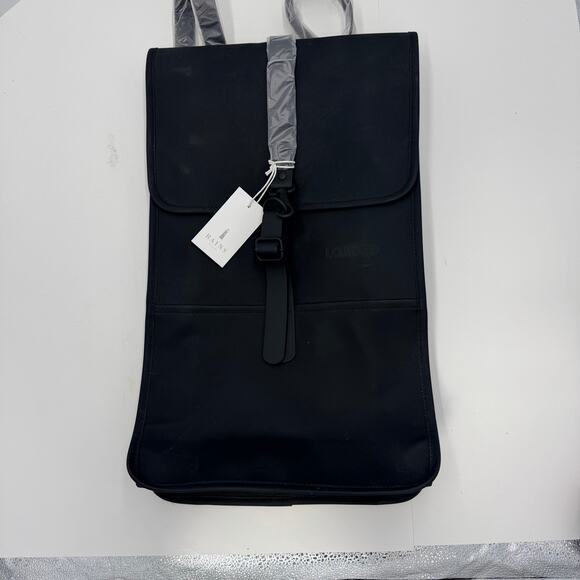 Rains Ripple Classic Black Water Resistant Large Backpack Durable Polyester Bag - Picture 1 of 12